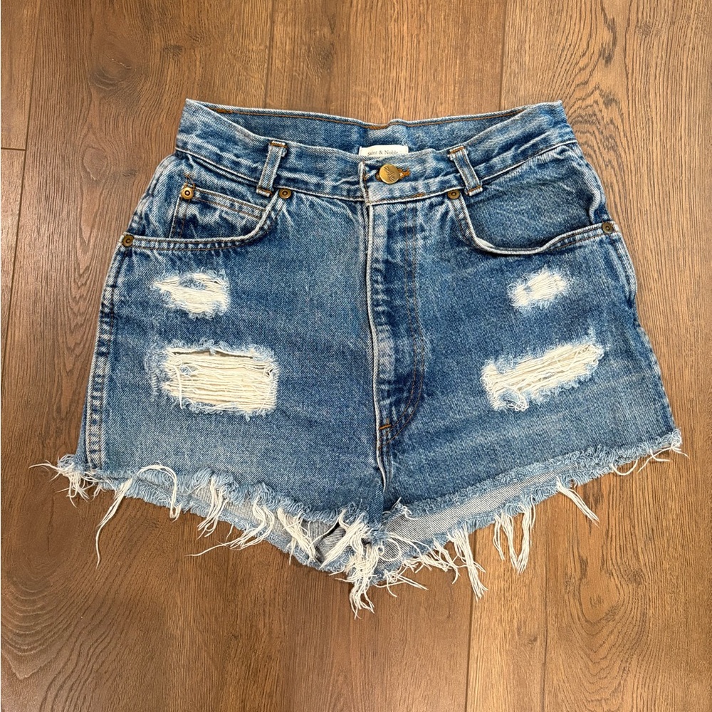 Chic Blue Distressed Jean Shorts High-Waisted